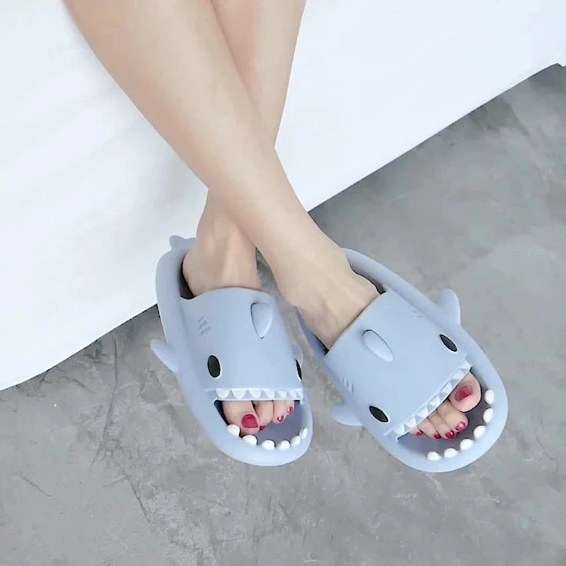 Summer Women Shark Slides Couple Beach Sea Flip Flops Cute Kids Shark Slippers Non-slip Men Indoor Outdoor Sandals