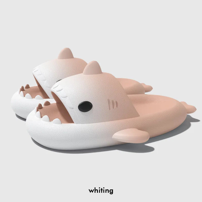 Gradient Color Shark Slippers 4cm Thick Sole Indoor Bathroom Summer Shoes Woman Men Beach Street Slides Cute Cartoon Footwear