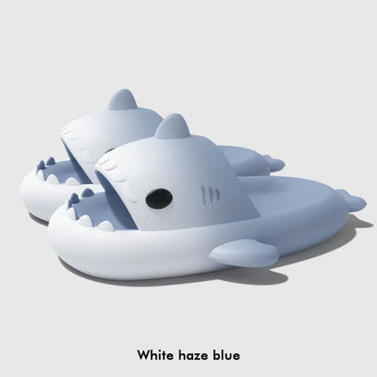 Gradient Color Shark Slippers 4cm Thick Sole Indoor Bathroom Summer Shoes Woman Men Beach Street Slides Cute Cartoon Footwear